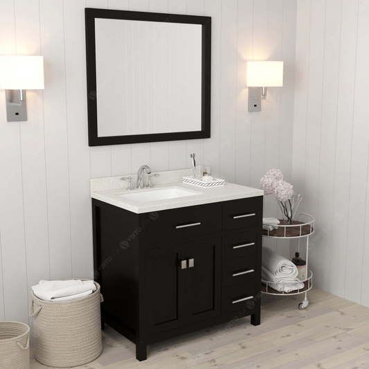 Caroline Parkway 36" Vanity in Espresso with Top and Sink and Mirror MS-2136R-DWQSQ-ES