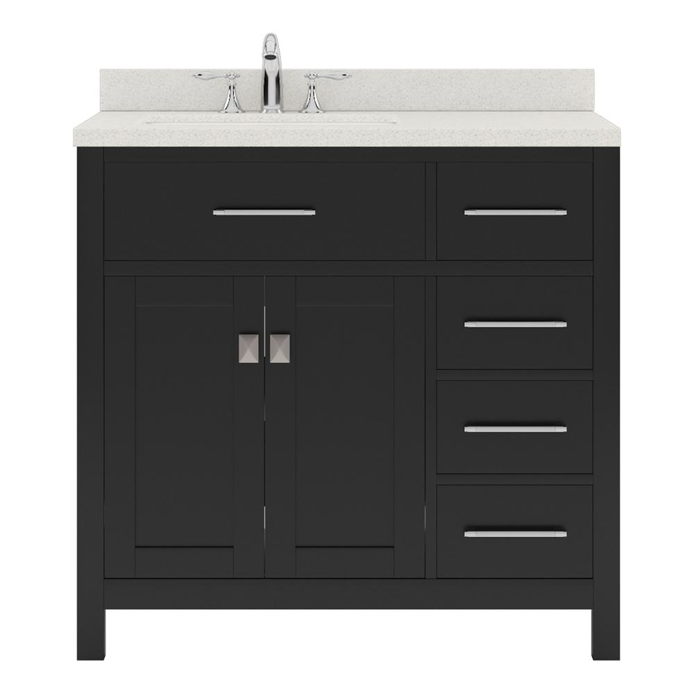 Caroline Parkway 36" Vanity in Espresso with Top and Sink and Mirror MS-2136R-DWQSQ-ES