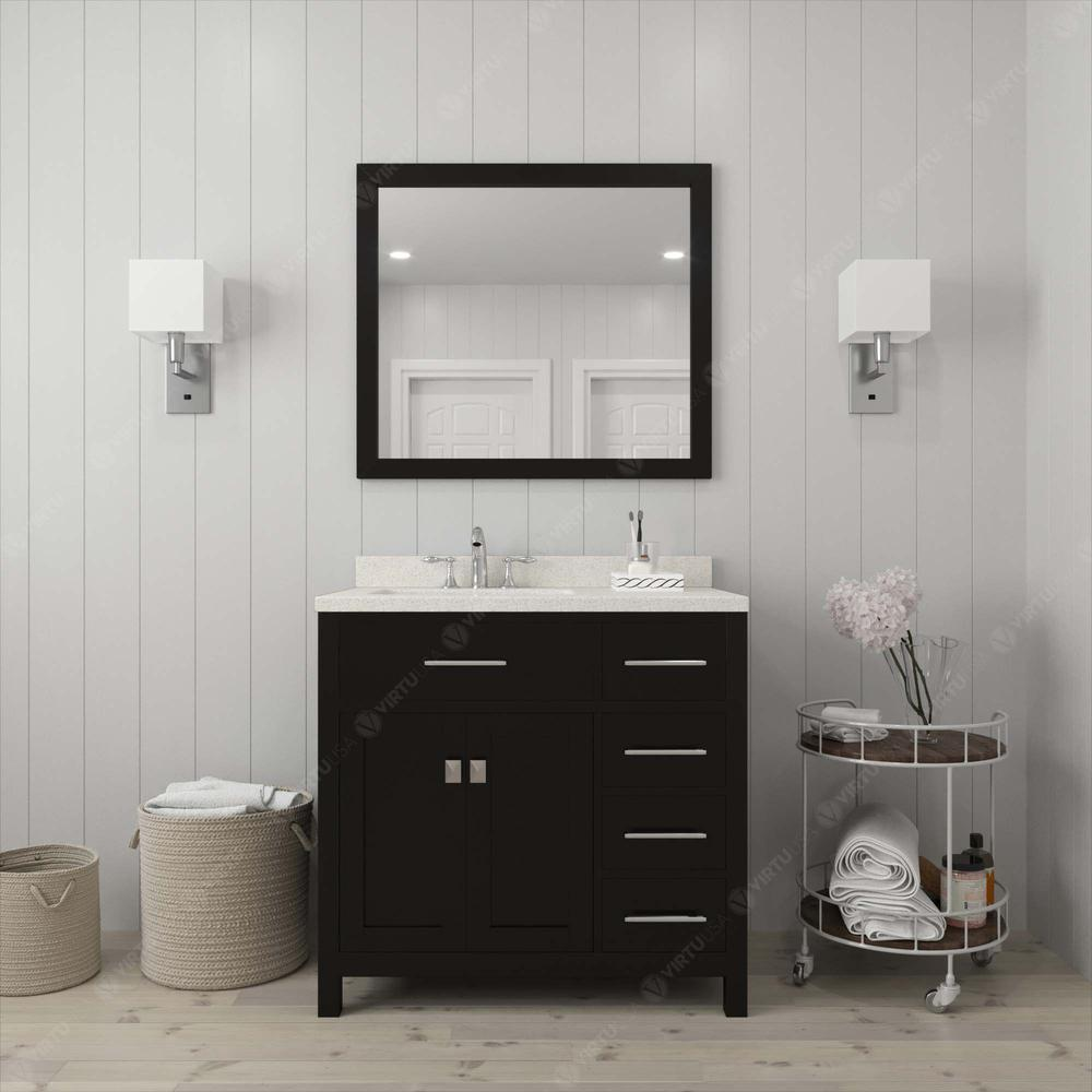 Caroline Parkway 36" Vanity in Espresso with Top and Sink and Mirror MS-2136R-DWQSQ-ES