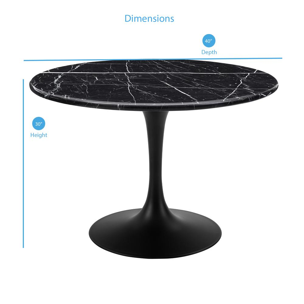 Colfax Black Marquina Marble Dining Table