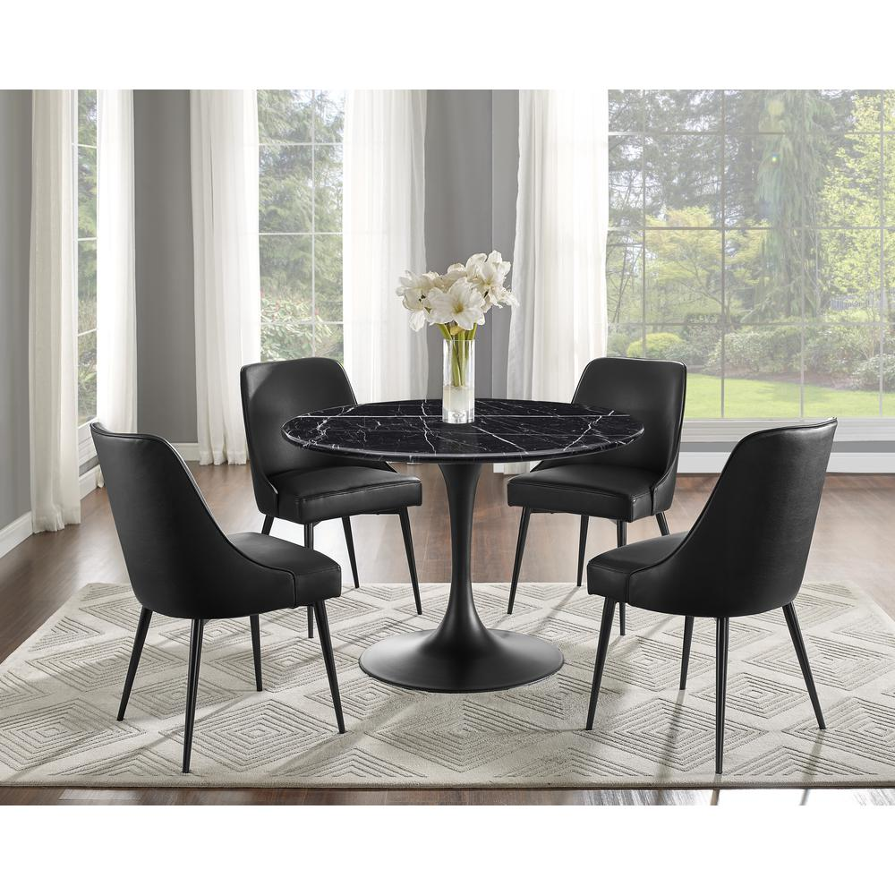 Colfax Black Marquina Marble Dining Table