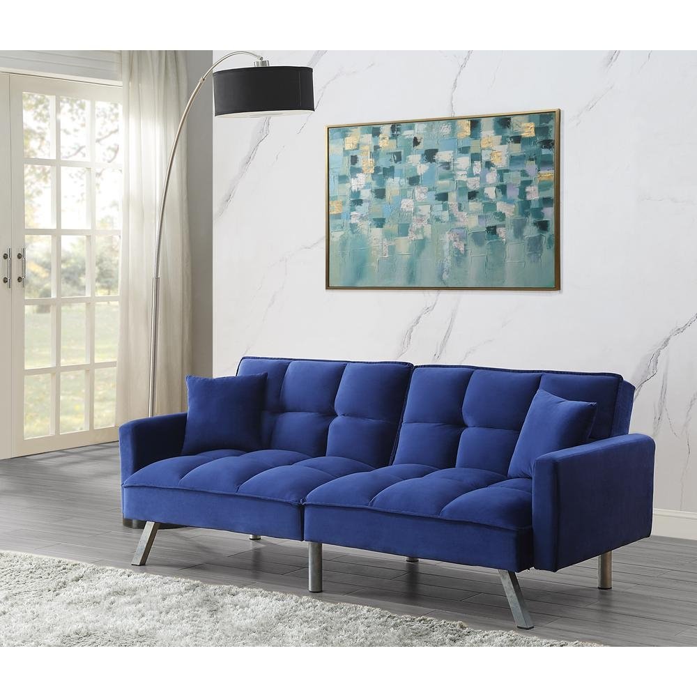 ACME Mecene Adjustable Sofa , Blue Velvet - The Room Store