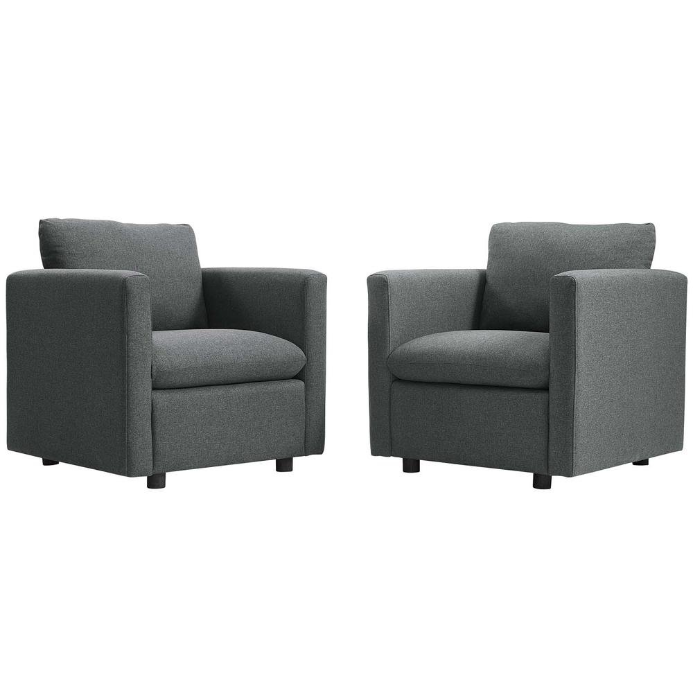 Activate Upholstered Fabric Armchair Set of 2 - Gray EEI-4078-GRY - The Room Store