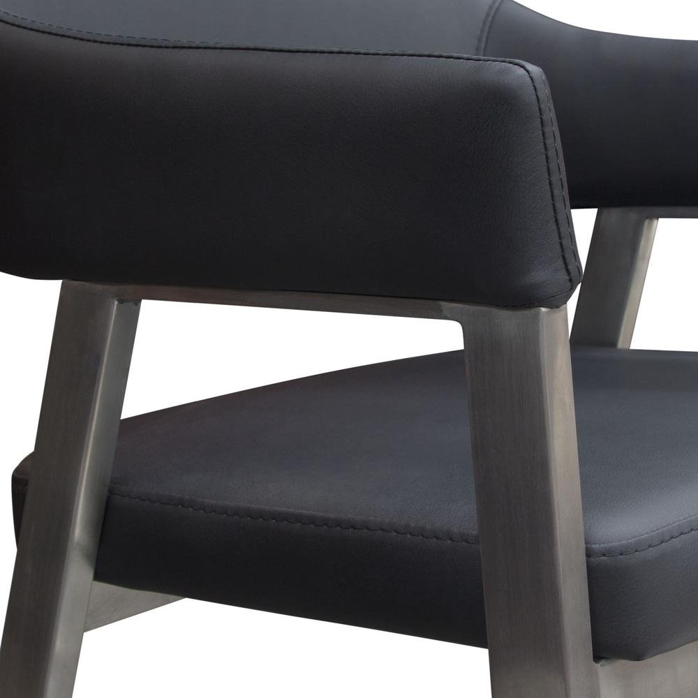 Adele Set of Two Counter Height Chairs in Black Leatherette w/ Brushed Stainless Steel Leg by Diamond Sofa - The Room Store