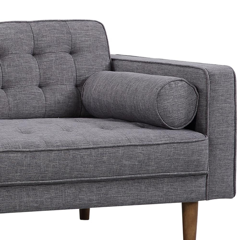 Armen Living Element Mid-Century Modern Loveseat in Dark Gray Linen and Walnut Legs - The Room Store