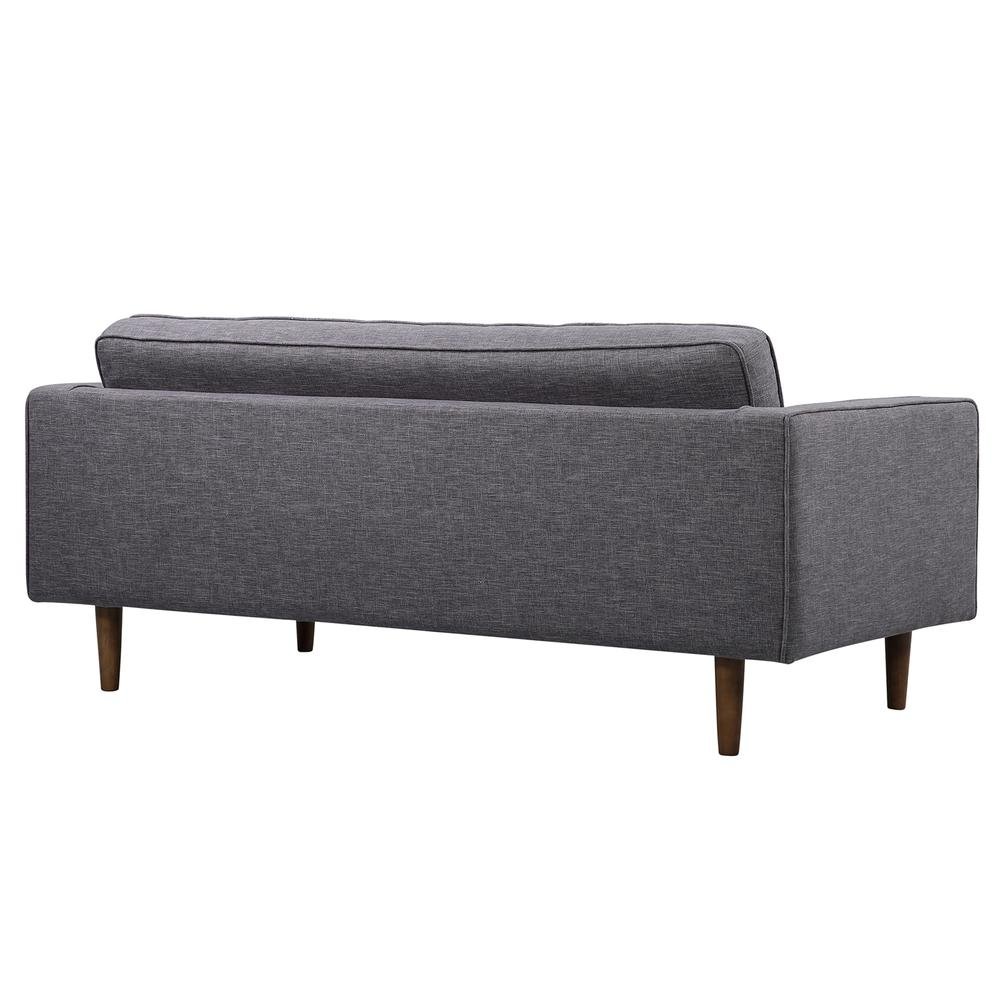 Armen Living Element Mid-Century Modern Loveseat in Dark Gray Linen and Walnut Legs - The Room Store