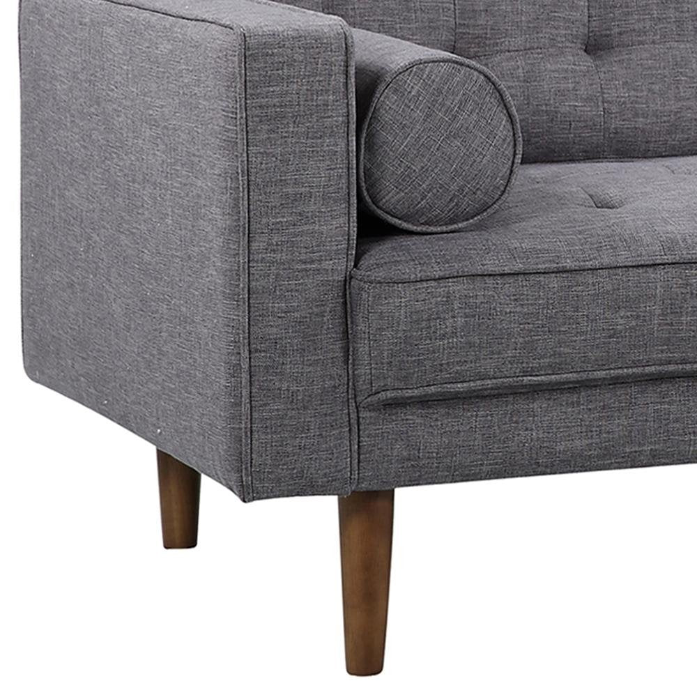 Armen Living Element Mid-Century Modern Loveseat in Dark Gray Linen and Walnut Legs - The Room Store