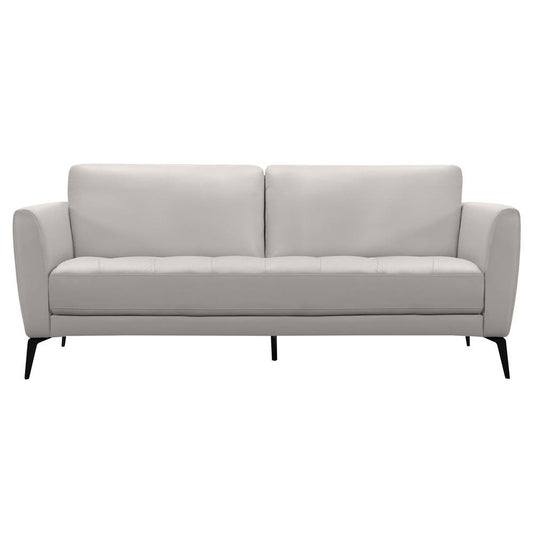 Armen Living Hope Contemporary Sofa in Genuine Dove Grey Leather with Black Metal Legs - The Room Store