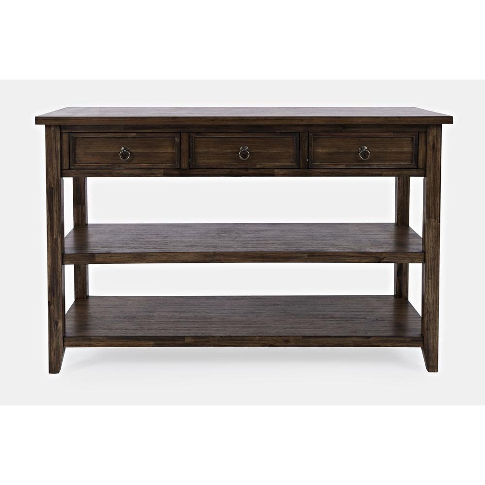 Bakersfield Sofa Console Table with Three Drawers, Wire Brush Brown - The Room Store