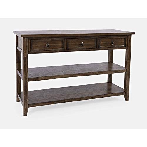 Bakersfield Sofa Console Table with Three Drawers, Wire Brush Brown - The Room Store