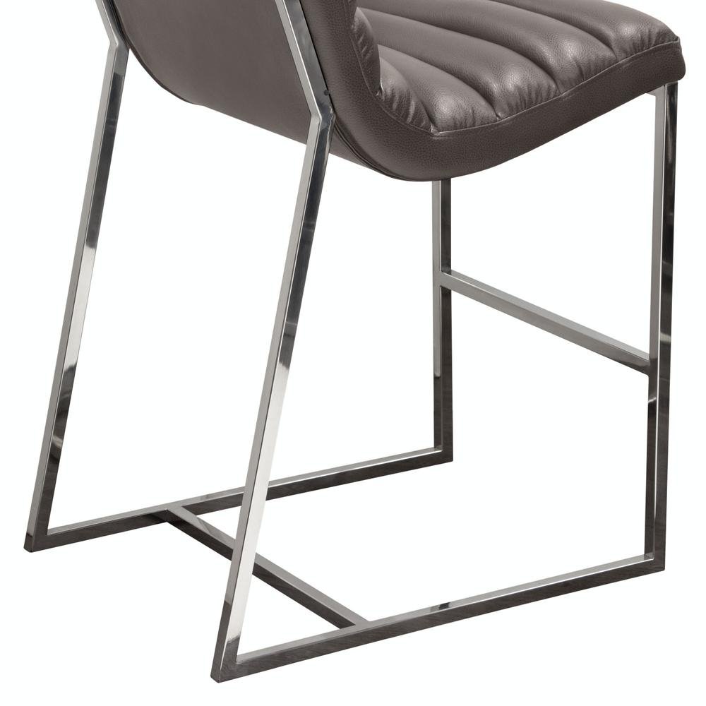 Bardot Counter Height Chair w/ Stainless Steel Frame by Diamond Sofa - Elephant Grey - The Room Store
