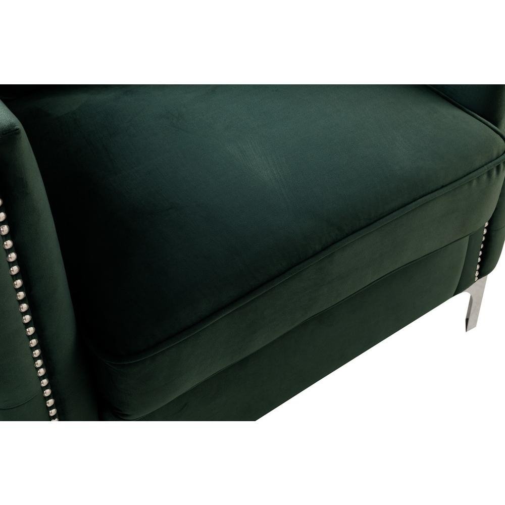 Bayberry Green Velvet Loveseat with 2 Pillows - The Room Store