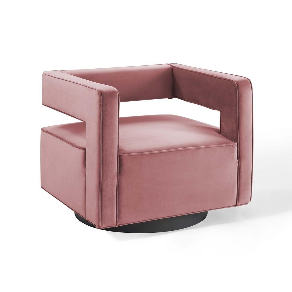 Booth Performance Velvet Swivel Armchair - Dusty Rose EEI-3948-DUS - The Room Store