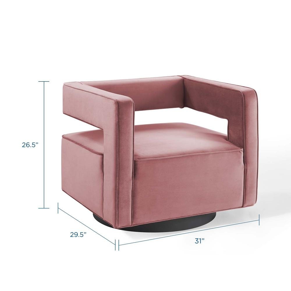 Booth Performance Velvet Swivel Armchair - Dusty Rose EEI-3948-DUS - The Room Store