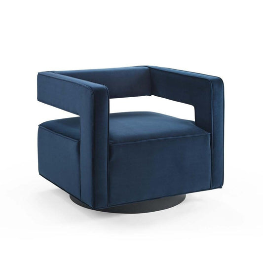 Booth Performance Velvet Swivel Armchair - Midnight Blue EEI-3948-MID - The Room Store