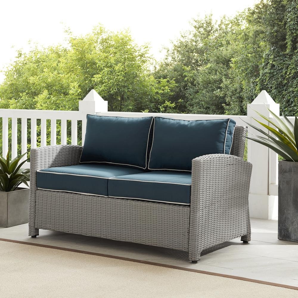 Bradenton Outdoor Wicker Loveseat, KO70022GY-NV - The Room Store