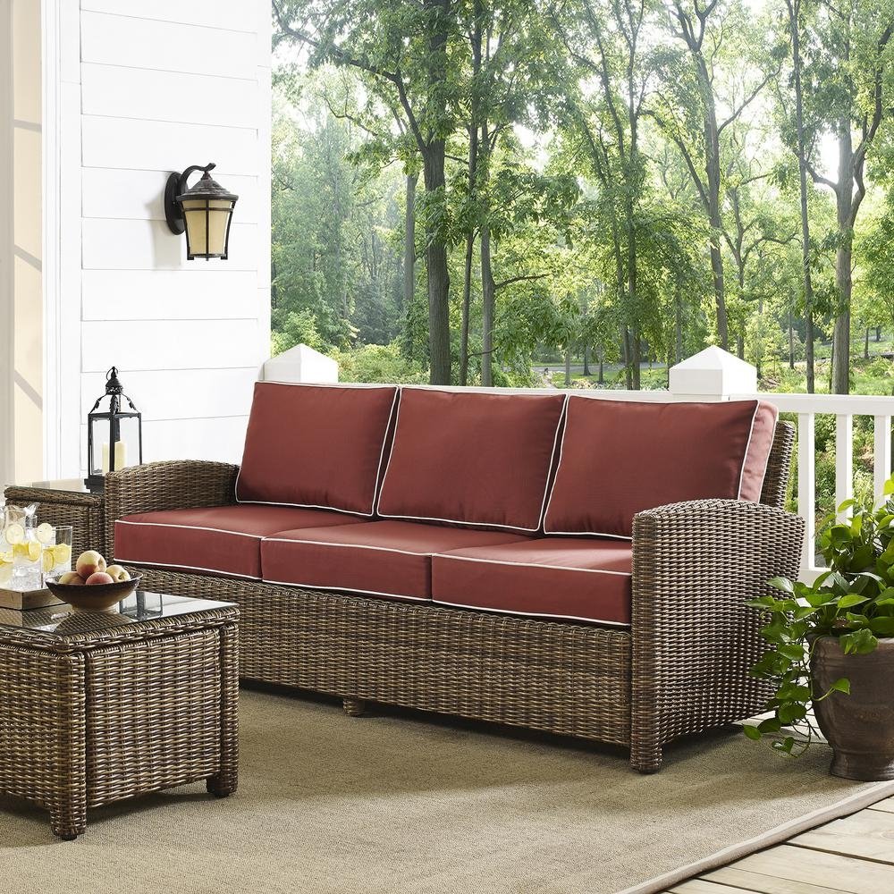 Bradenton Outdoor Wicker Sofa Sangria/Weathered Brown - The Room Store