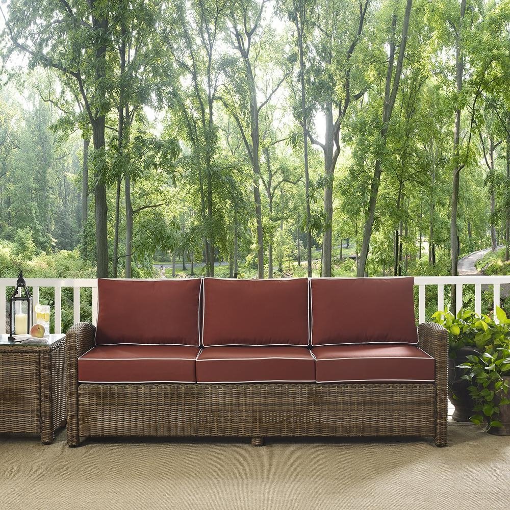 Bradenton Outdoor Wicker Sofa Sangria/Weathered Brown - The Room Store