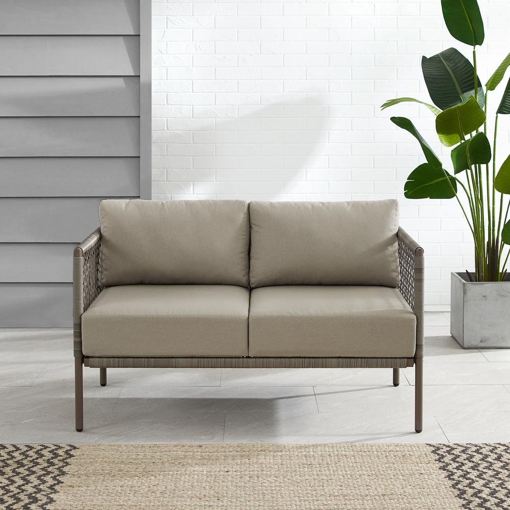 Cali Bay Outdoor Wicker Loveseat Taupe/Light Brown - The Room Store