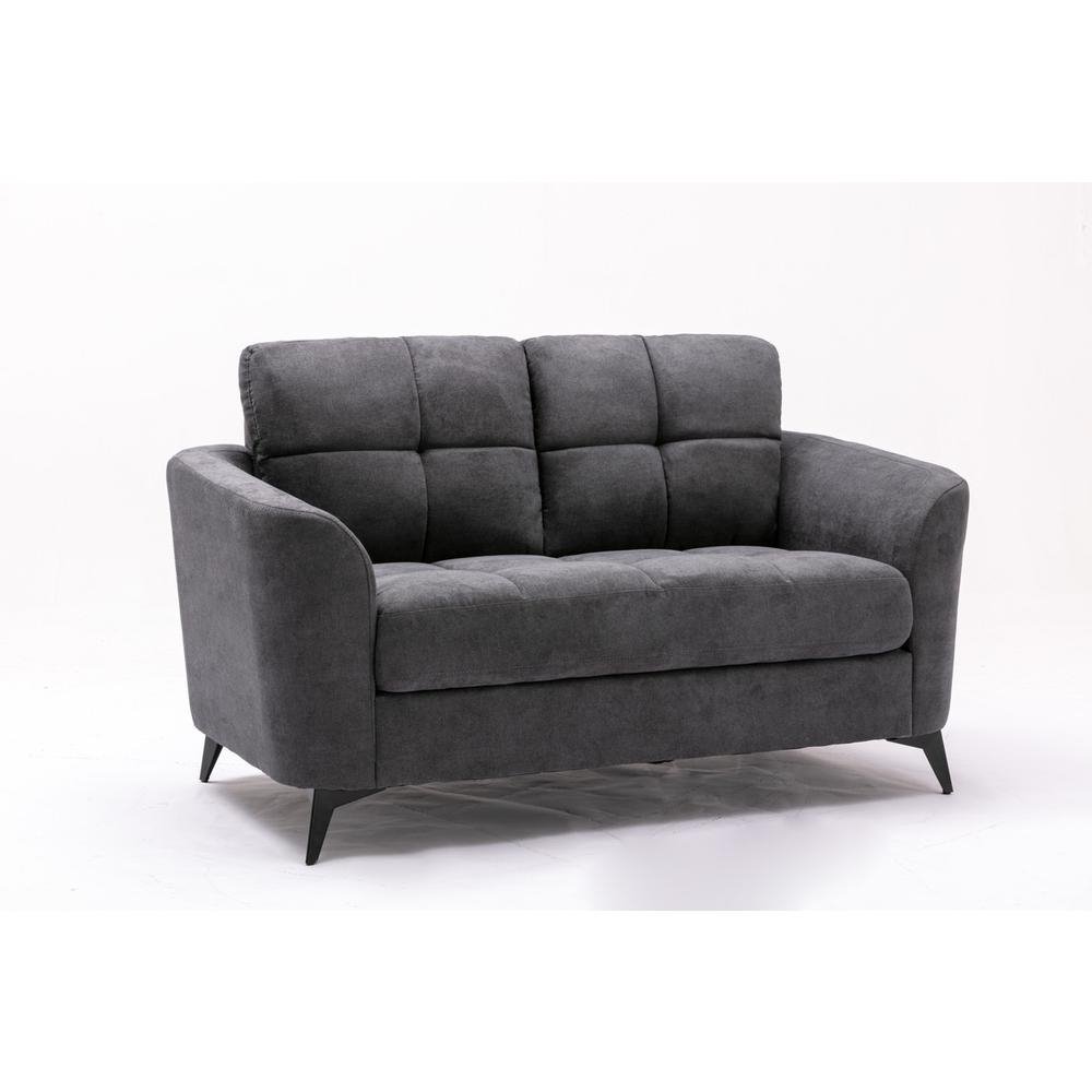 Callie Gray Velvet Fabric Loveseat - The Room Store