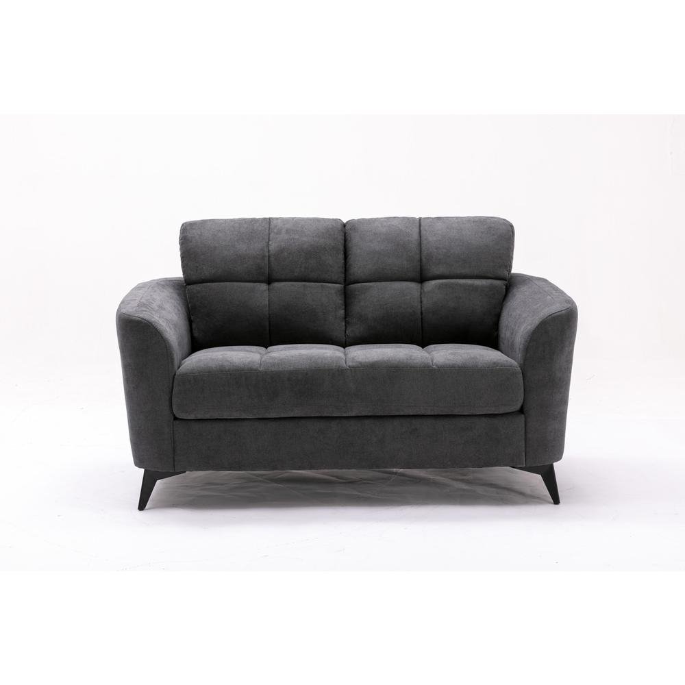 Callie Gray Velvet Fabric Loveseat - The Room Store