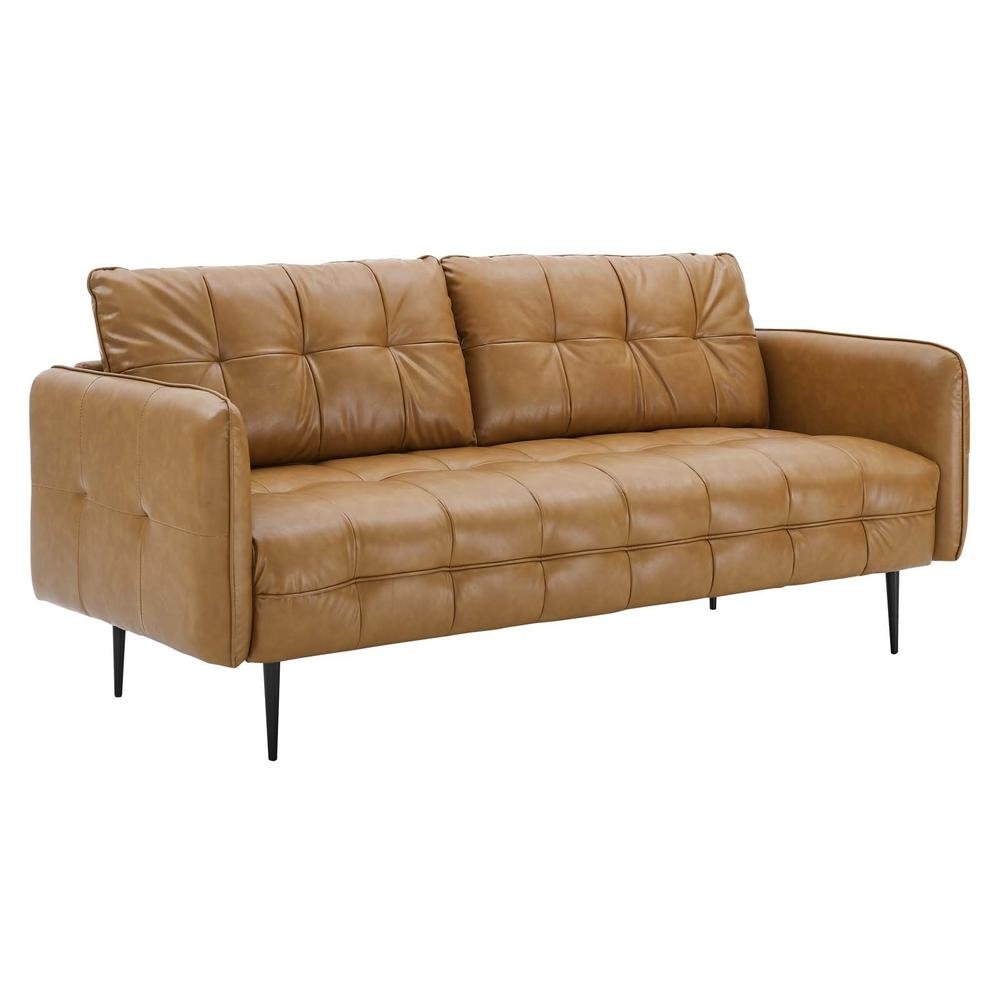 Cameron Tufted Vegan Leather Sofa - Tan EEI-4452-TAN - The Room Store