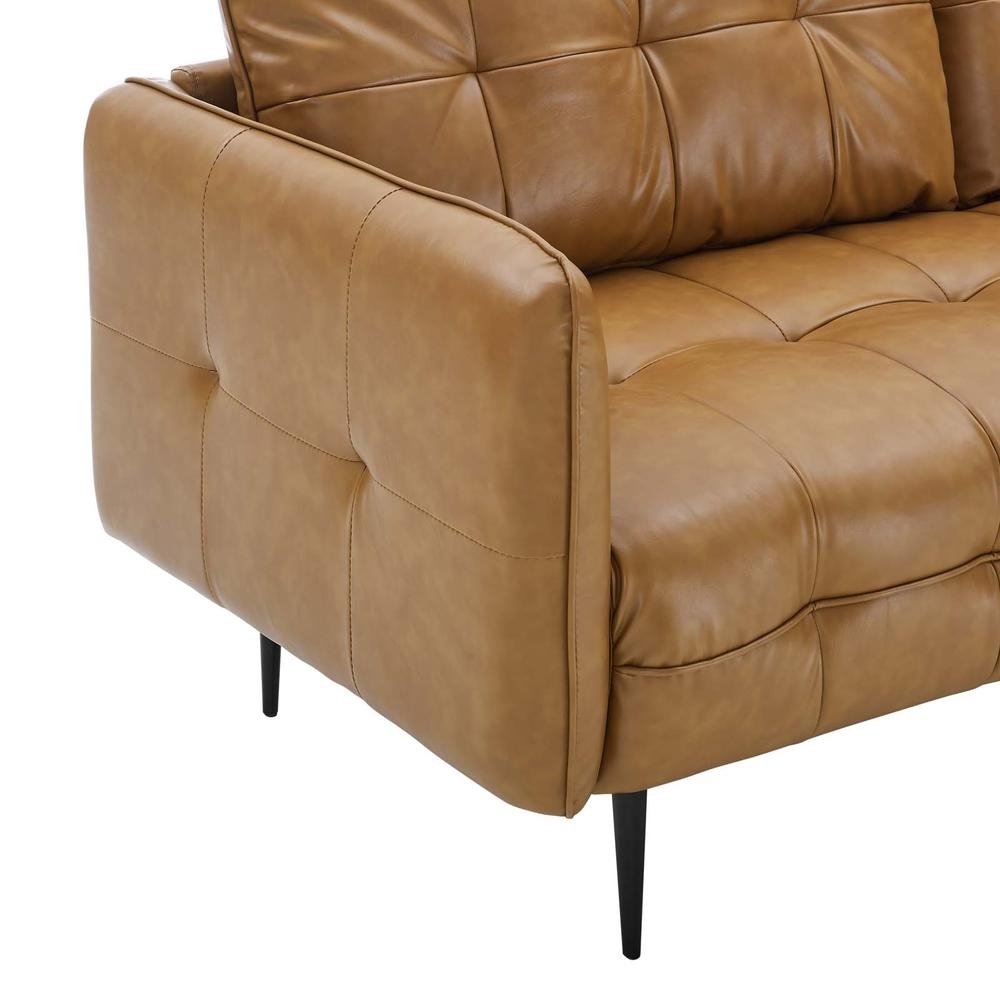 Cameron Tufted Vegan Leather Sofa - Tan EEI-4452-TAN - The Room Store