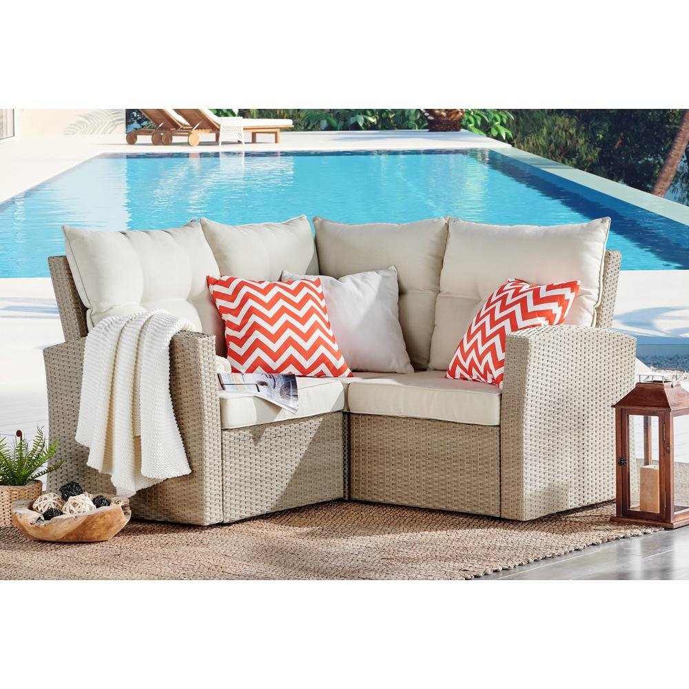 Canaan All-Weather Wicker Corner Sectional Sofa with Cushions - The Room Store