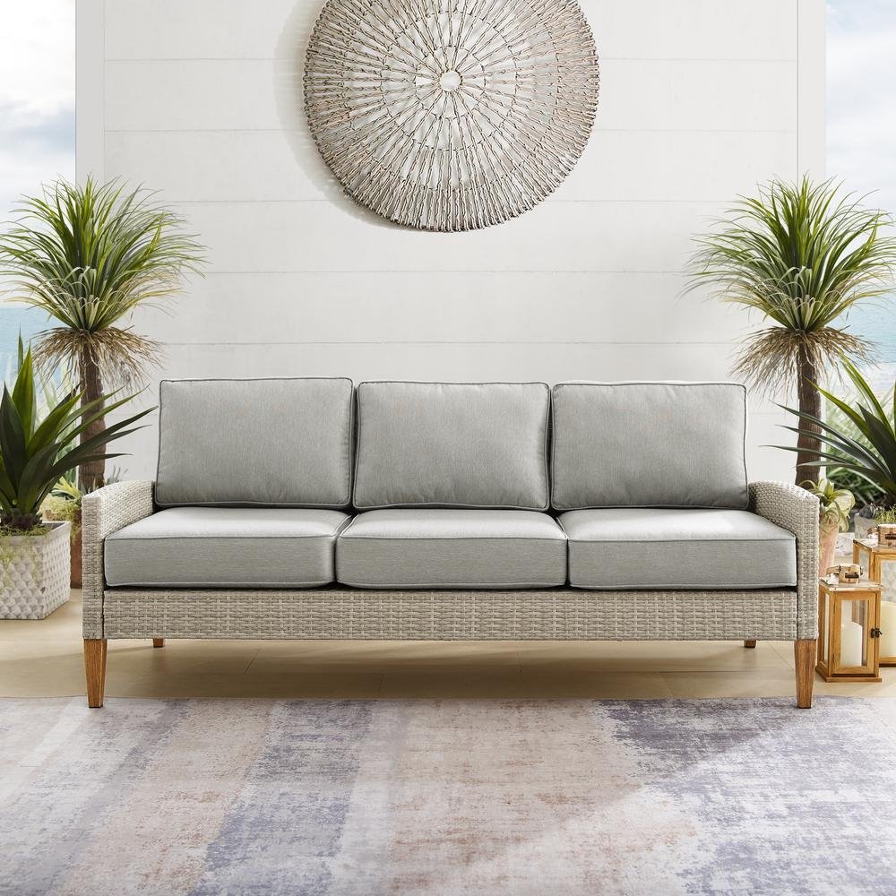 Capella Outdoor Wicker Sofa Gray/Acorn - The Room Store