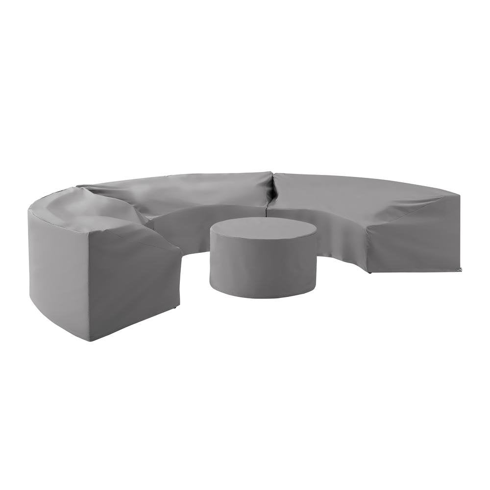 Catalina 4Pc Furniture Cover Set Gray - 3 Round Sectional Sofas And Coffee Table - The Room Store