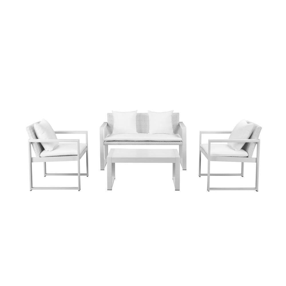 Chester 4 Piece Sofa, White & White - The Room Store