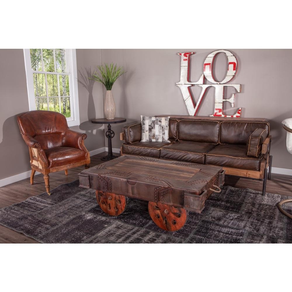 Chiavari Mocha Brown Leather Sofa - The Room Store