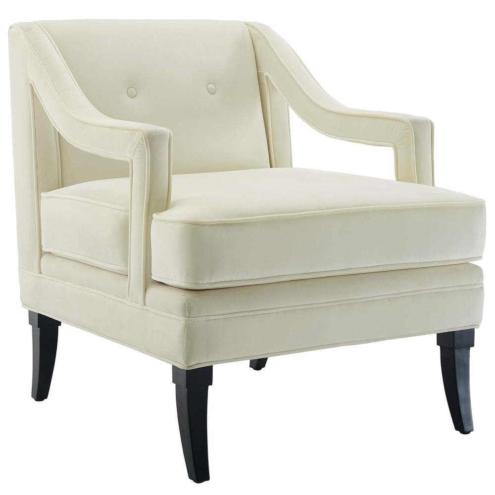 Concur Button Tufted Performance Velvet Armchair - Ivory EEI-2996-IVO - The Room Store
