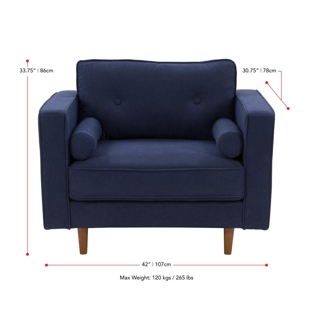 CorLiving Mulberry Fabric Upholstered Modern Chair and Sofa Set, Navy Blue - 2pcs - The Room Store