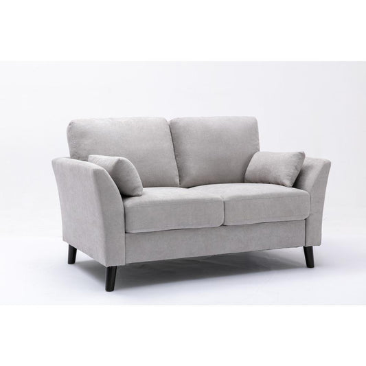 Damian Light Gray Velvet Fabric Loveseat - The Room Store