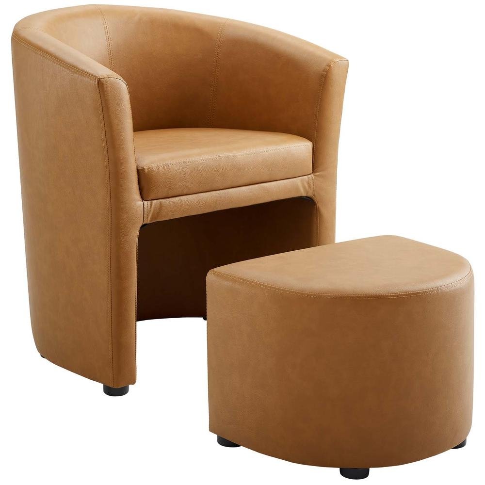 Divulge Armchair and Ottoman - Tan EEI-1407-TAN - The Room Store