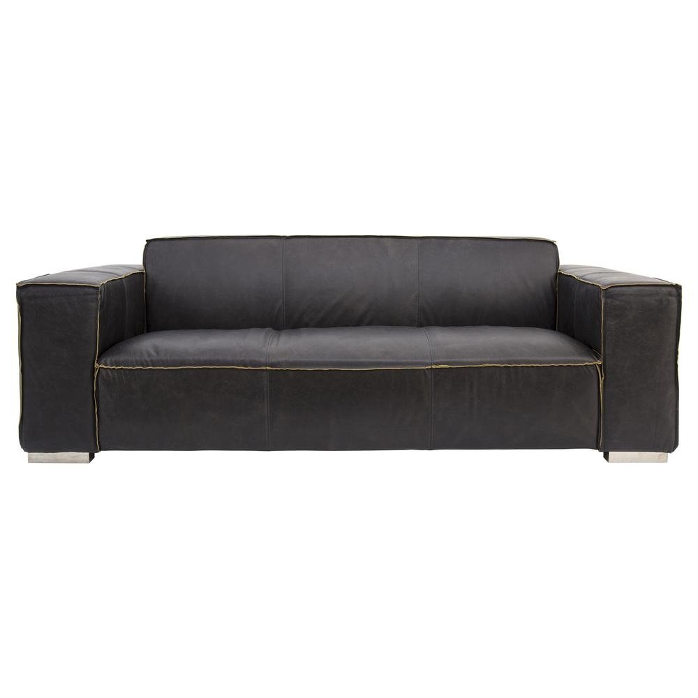 Donovan Dark Coffee Brown Leather 3 Seats Sofa - The Room Store