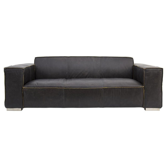 Donovan Dark Coffee Brown Leather 3 Seats Sofa - The Room Store