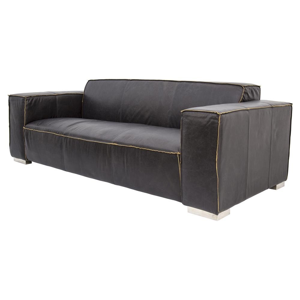 Donovan Dark Coffee Brown Leather 3 Seats Sofa - The Room Store