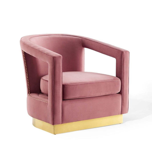 Frolick Performance Velvet Armchair - Dusty Rose EEI-3888-DUS - The Room Store