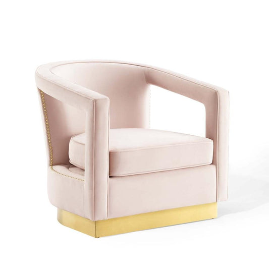 Frolick Performance Velvet Armchair - Pink EEI-3888-PNK - The Room Store