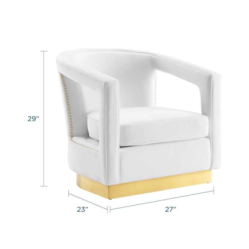 Frolick Performance Velvet Armchair - White EEI-3888-WHI - The Room Store