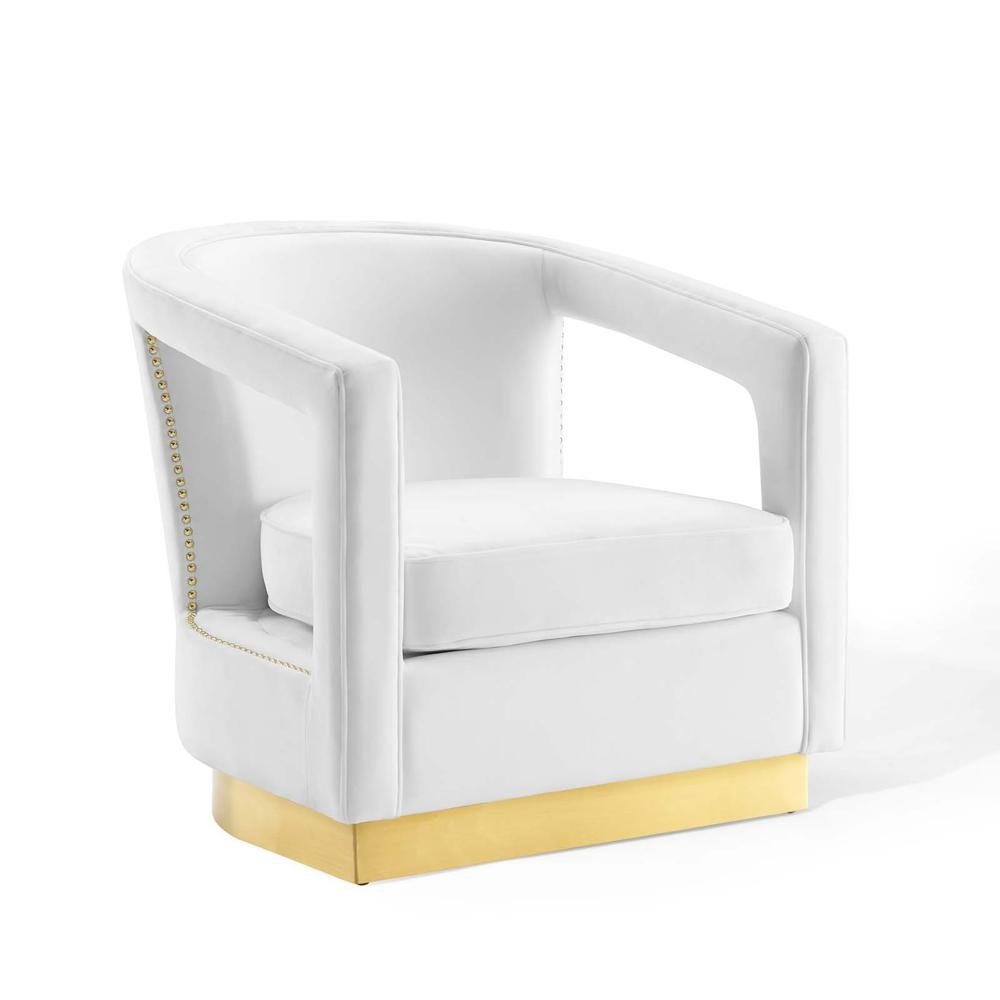 Frolick Performance Velvet Armchair - White EEI-3888-WHI - The Room Store