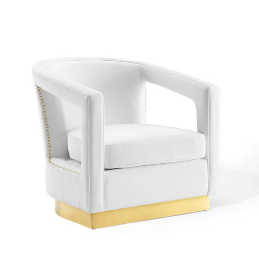 Frolick Performance Velvet Armchair - White EEI-3888-WHI - The Room Store