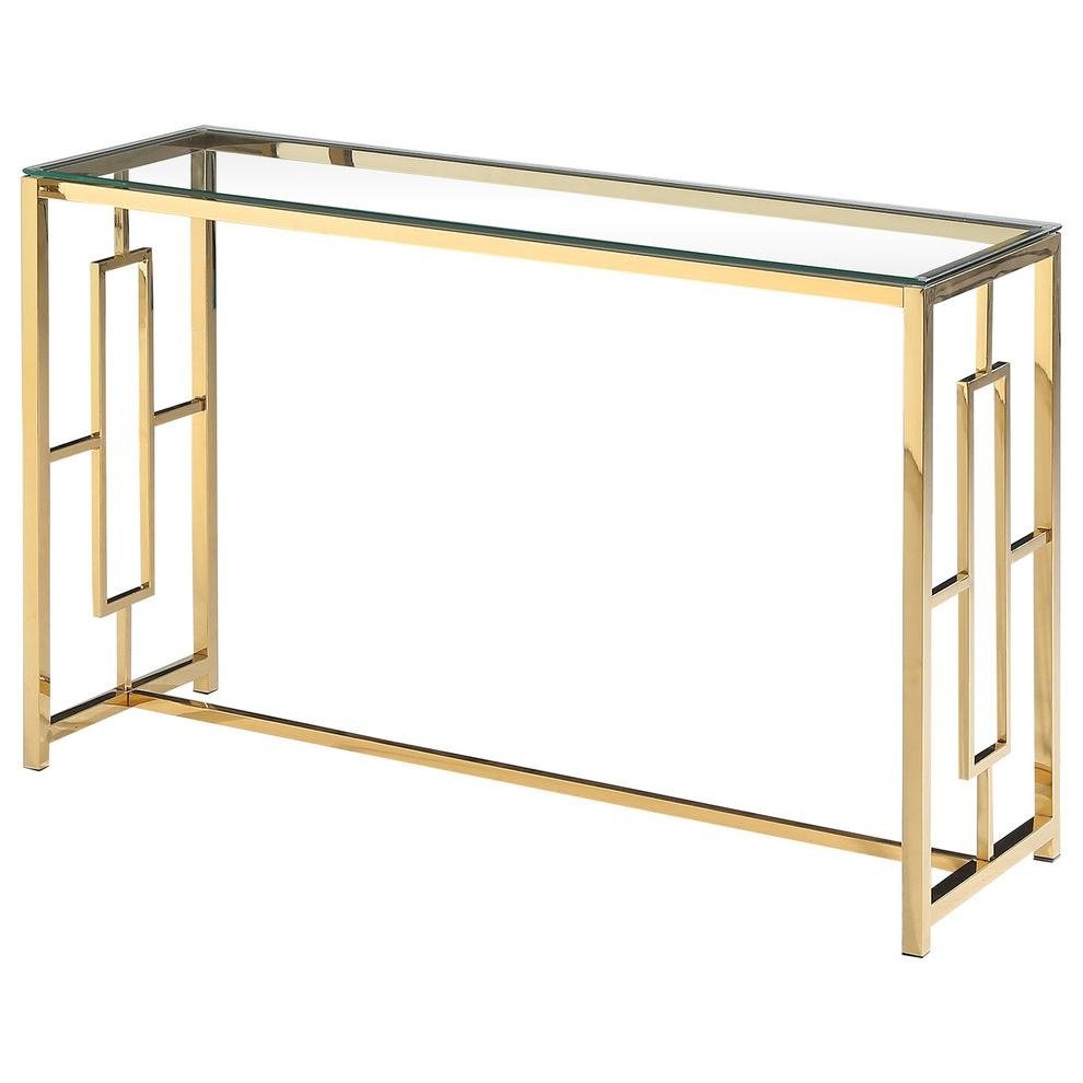Gold Stainless Steel Glass Sofa Table - The Room Store