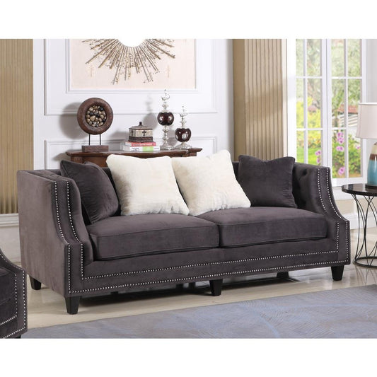 Hampstead Upholstered Velvet w/ Nailheads Sofa - The Room Store