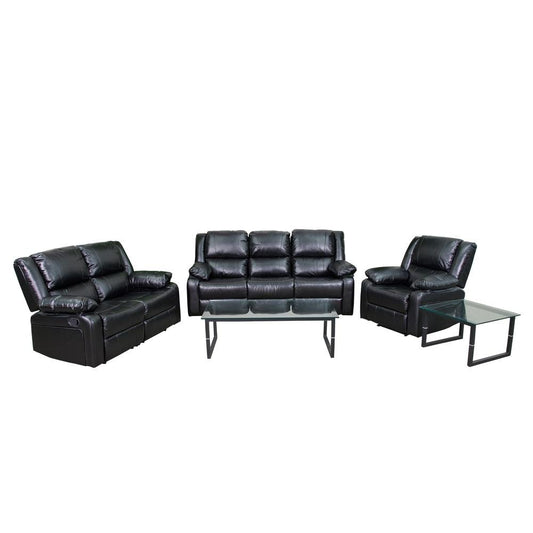 Harmony Series Black LeatherSoft Reclining Sofa Set - The Room Store