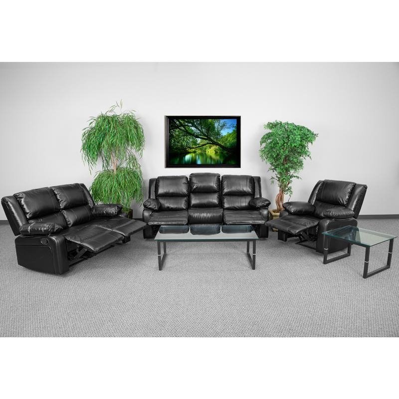 Harmony Series Black LeatherSoft Reclining Sofa Set - The Room Store