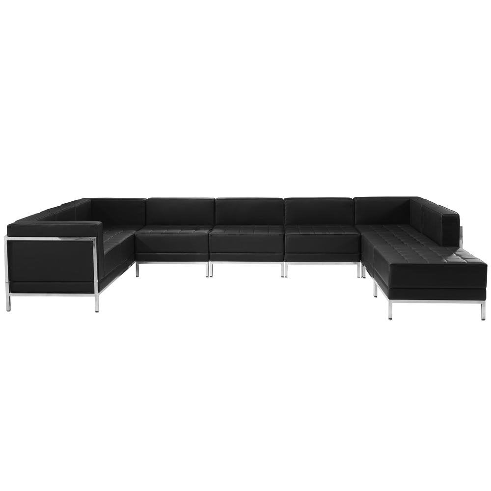 HERCULES Imagination Series Black LeatherSoft U-Shape Sectional Configuration, 7 Pieces - The Room Store