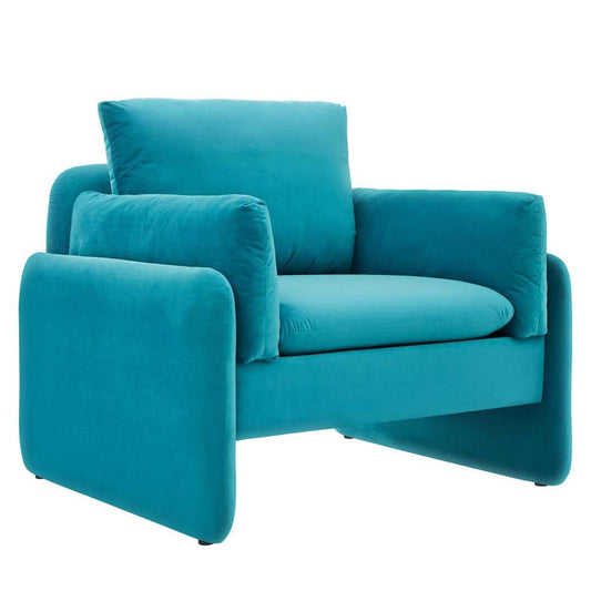 Indicate Performance Velvet Armchair - Blue EEI-5152-BLU - The Room Store